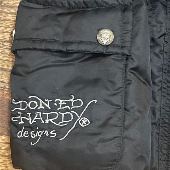 Limited edition Ed Hardy Christian Audigier puffer jacket with hood Adult Large - Picture 9 of 16